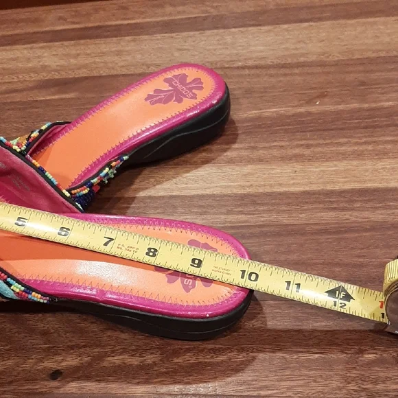 Chico's Red and Pink Mules Vibrant Summer Slip-Ons - Picture 7 of 8